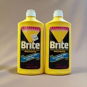 Vintage‎ 1982 SC Johnson Brite Floor Polish 16oz Yellow Bottles Set of 2 Prop